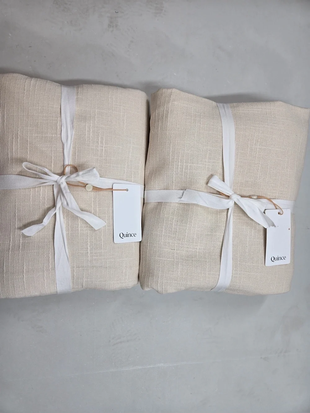 NWT QUINCE Set Of 2 48x84 Cotton Slub Blackout Curtains Natural 0724